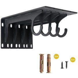 Closet Rod Support Bracket 12 Inch, Heavy Duty Wall Mount, 4 Pack Black