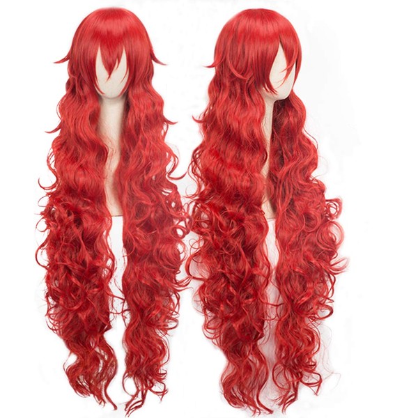 magic acgn Long Length: 43inch Wave red Party Game Hair Anime Cosplay Wig Halloween Wig ã€€