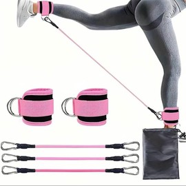 Ankle Resistance Band Set, 3 Counts Resistance Band & 2 Counts Ankle Strap & 1 Count Carry Bag, Fitness Equipment for Home Gym Workout, Resistance Bands for Women, Gym Accessories, Sports Equipment