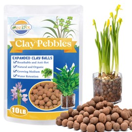 ZeeDix 10LBS Lightweight Expanded Clay Pebbles - pH-Balanced Hydroponic Growing Media for Aquaponics & Indoor Plants (Reusable Soilless Aggregate)