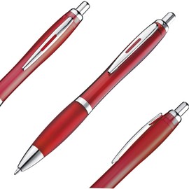 Libetui Set of 10 Ergonomic Ballpoint Pens Dark Red Ballpoint Pens Blue Writing Non-Slip Grip Large Capacity Blue Bordeaux Retractable Ballpoint Pen Burgundy