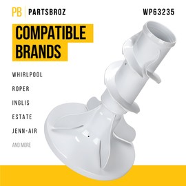 PartsBroz WP63235 Agitator - Compatible With Whirlpool Roper Inglis Estate Washer Cooktop - Replaces WP63235 AP6010159 63235 2401 3348323 3352101 62922 63036 PS11743336 Ultra Durable Replacement