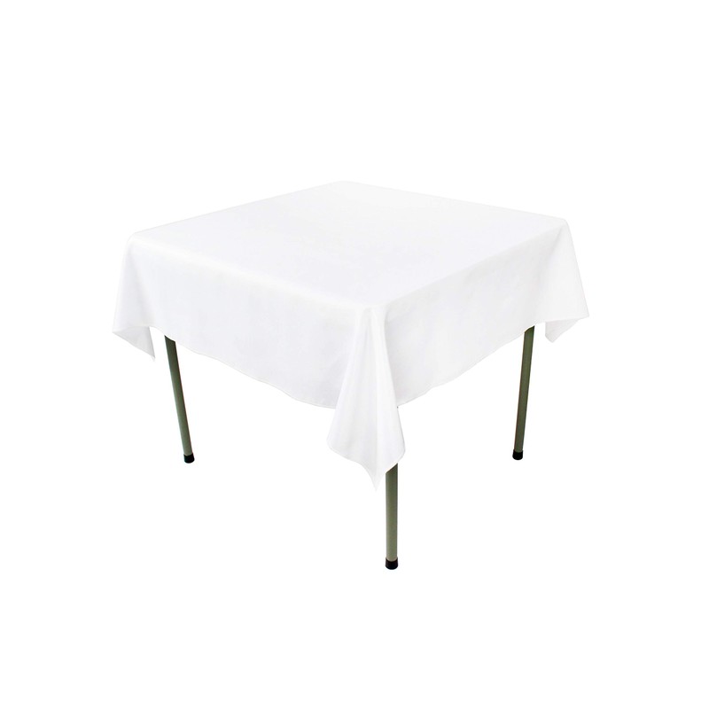 GEFEII Kitchen 54 inch Square Tablecloth Solid Polyester White Tablecloths