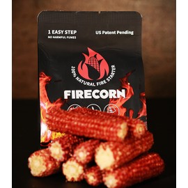 FIRECORN Fire Starter - All Natural Instant Firestarter for BBQ, Campfire, Pizza Oven, Firepit, Charcoal, Briquette - 1 Bag (200 Grams)