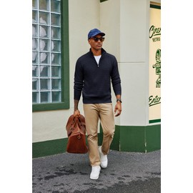 PJ PAUL JONES Men's Troyer Pullover with Zip Work Jumper Stand-Up Collar, darkblue, M