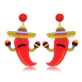 Cinco De Mayo Earrings Acrylic Colorful Pinatas Sombrero Fiesta Drop Earrings Hypoallergenic Hat Donkey FIESTA Letter Dangle Earrings for Women Mexico Theme Party Accessories Jewelry Gifts