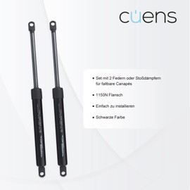 Set of 2 Gas Springs or Shock Absorbers for Bed Box 1150N - M-8 Clamp - Ideal for Bed Box 135 cm - Cuens