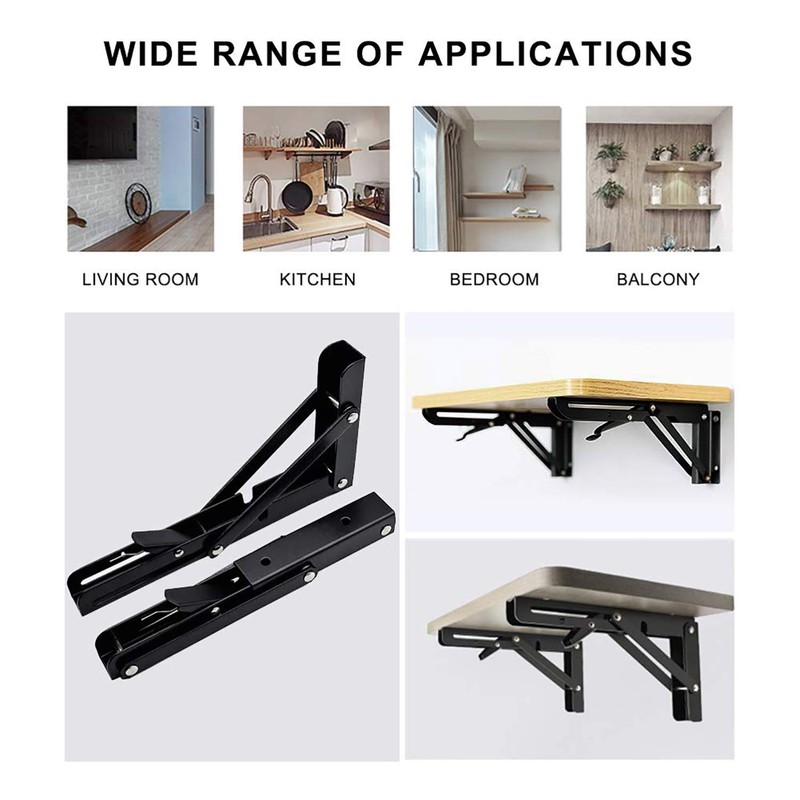 Folding Shelf Brackets 10 Inch Heavy Duty, 2 Pcs Shelf