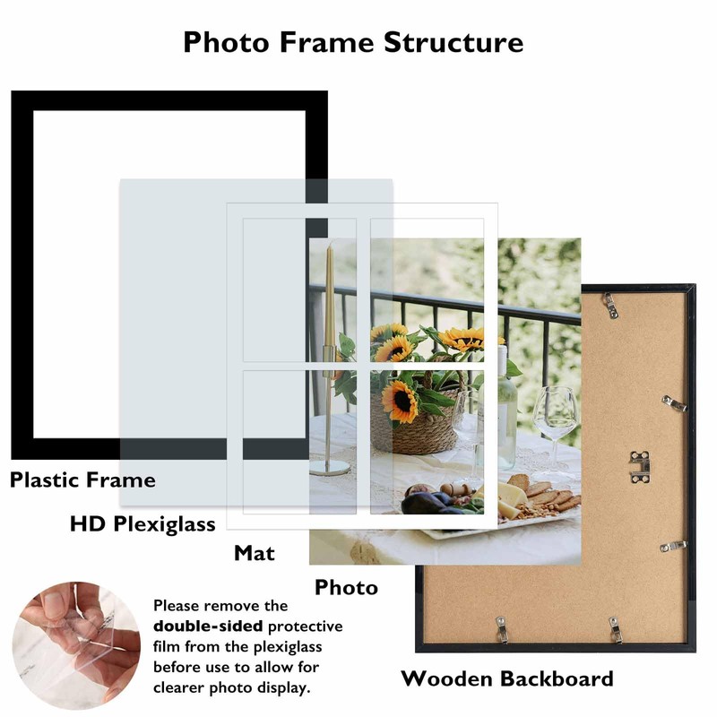 JCJMY 12x16 Picture Frame, 5x7 Collage Picture Frame, Display 4