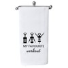 Funny Wine Kitchen Towel My Favorite Workout Corkscrew Towel Wine