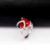 Uloveido White Gold Plated Love Heart Shape Red Cubic Zirconia