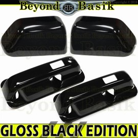 Torox 2017-2022 Ford F250-F550 GLOSS BLACK 2 Door Handle COVERS wSmt+Bowls+Top Mirrors