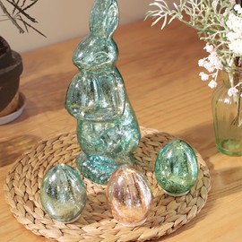 MIYA LIFE Easter Bunny Lights (Set of Rabbit & Eggs) - Handcrafted Glass Bunny and Eggs Ideal Easter Lights Battery Operated for Easter Decorations