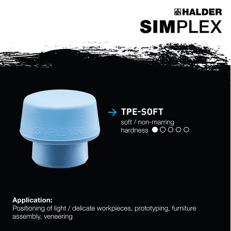 Halder Simplex 1 lb. Soft-Face Mallet with Oversized TPE-Soft Blue