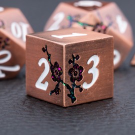 Maywin Purple & Red DND Metal Dice, 7PCS Aluminum Dice Set with Gift Case for Dungeons and Dragons, RPG, MTG, Pathfinder