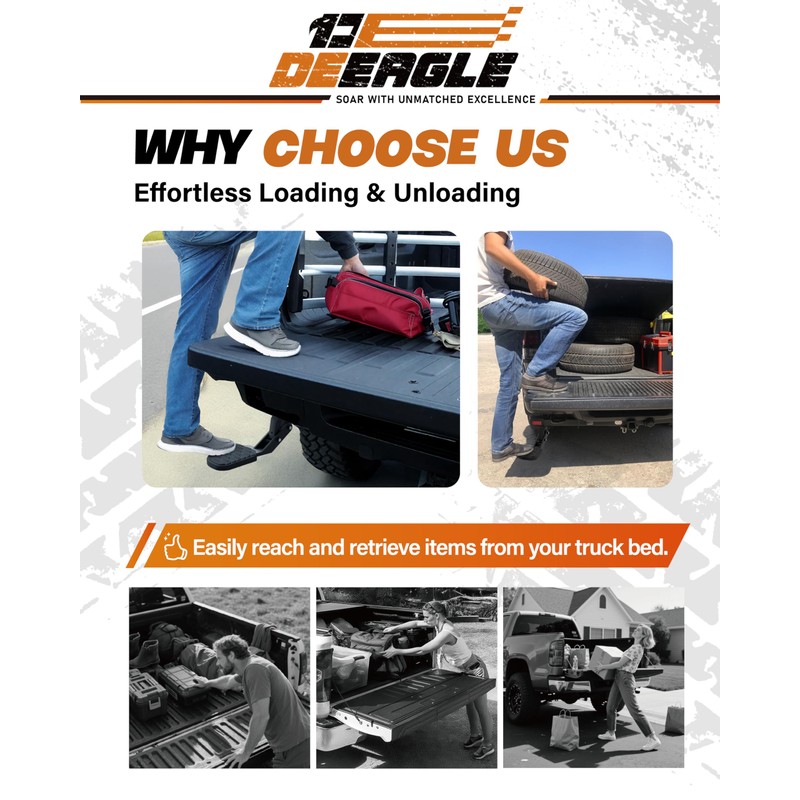 DEEAGLE Aluminum Rear Bed Step Compatible with 2019-2026 Ram 2500