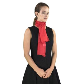 Basic Sense Plain 100% Genuine Silk Scarf Shawl, 25 x 135cm (10 x 53), Red