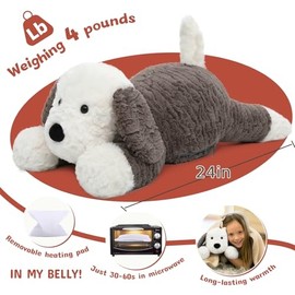 MaoGoLan 4lbs Weighted Dog Stuffed Animal for Anxiety Adults Kids Hugging Pillow, Microwavable Plush Stuffed Animal with Removable Heating/Cooling Pad, 24 inch