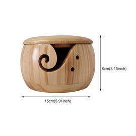 rflaueo Bamboo Yarn Bowl with Lid Bamboo Pine Wool Holder Organizer for Knitting Crochet for Crochet Knitting DIY Crafts Gift(U59-1)