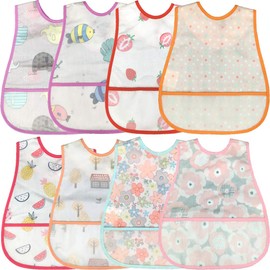 stshell Meal Apron, Bib, Baby Bib, Super Bib, Baby Waterproof Bib, Adjustable Size, Baby Food Apron, Soft Bib, For Nursery, Pack of 8 (Baby Girl)