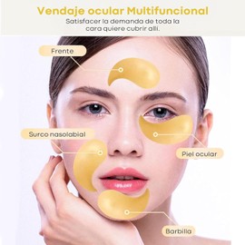 Parches para Ojos：60 Parches para Ojos Acido Hialuronico 24k-Colageno Contorno de Ojo | Eliminar Bolsas y Ojeras | Patas Gallo e Hinchazón|Bolsas y Arrugas en Los| Antiarrugas Hidratante Parecer Menos Cansado