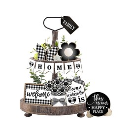 YIQXKOUY 13 Pieces Home Tiered Tray Decor Set Rustic Home Sweet Home Kitchen Decor Welcome Table Signs Tier Farmhouse Tiered Tray Decor for Home Living Room Kitchen Table Party Decoration