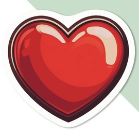 4 x Small 50mm 'Valentine's Heart' Permanent Sticker Decals for Cars/Windows/Bins/Walls etc (DW00133284)