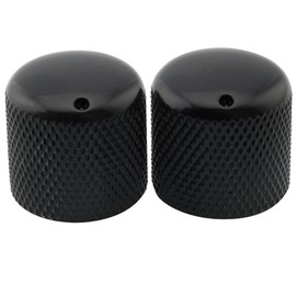 Musiclily Pro Inch Fine 24 Spline Steel Dome Knob with 18mm Indicator Dots for USA Electric Guitar/Bass, Black(Set of 2)
