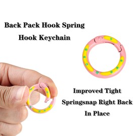 LIGHUFEIC 6Pcs Pink Cute Spring O Rings,Round Carabiner Clip Zinc Alloy Round Rings for Keychain, Buckle, Bags, Purses, Handbag