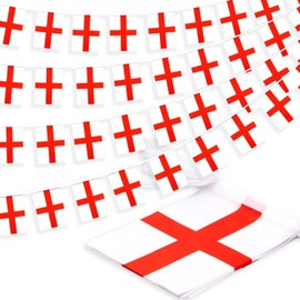 England Flag String Pennant Banner, 32 FT/10M Mini English Flags Bunting Banner, Flag Decoration for School, Party, Sports Events, Patriotic Festival, 30 Flags