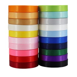 CEYERibon Double Face Satin Ribbon 3/8 Inch Ribbon 20 Full Colour Ribbon Assortment, 3/8 Inch x 1.8 Metres Each Total 36 Metres Per Package, for Gift Packaging Ribbons for Crafts Hair Bands