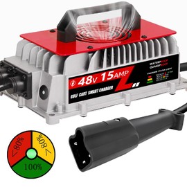 Voolex 15A 800W 48V Golf Cart Battery Charger for Yamaha G29, IP65 Waterproof Fully Automatic Lead-Acid Charger, Trickle Charger for Lead-Acid Batteries