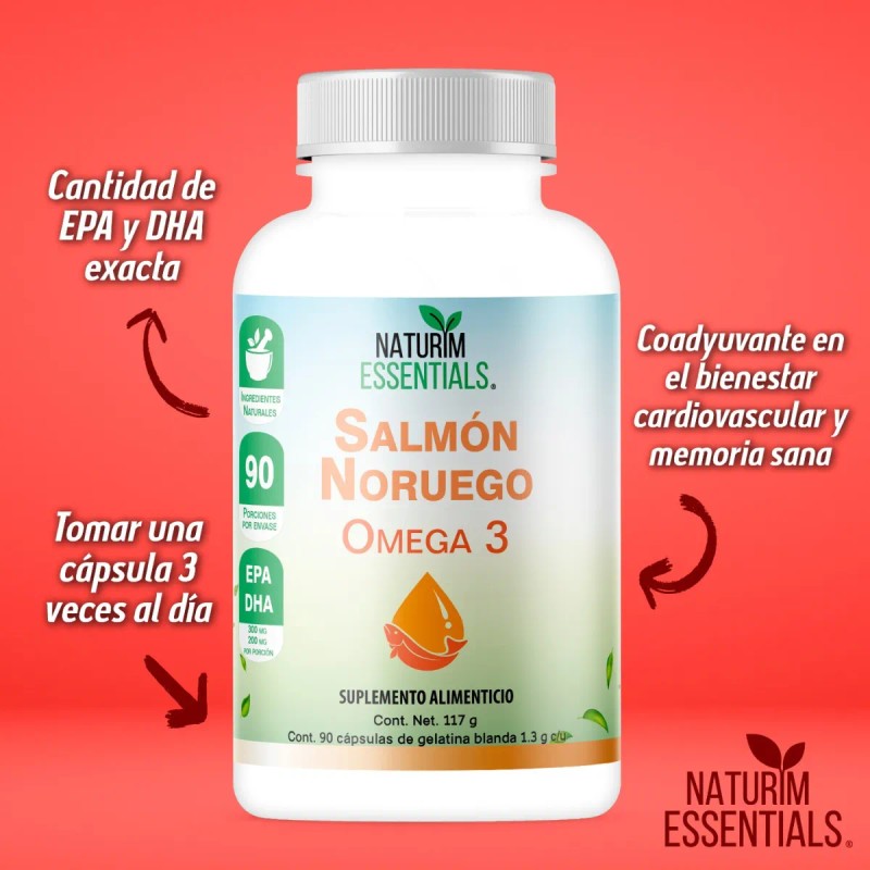 Omega 3 Salmón Noruego Naturim Essentials 90 Cápsulas De Gel