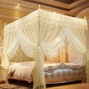 Ruffled Floral Bed Canopy Mosquito Net with Square Steel Frame 180x200cm