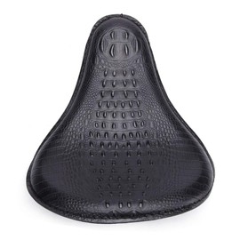 13" Black Crocodile Skin Motorcycle Leather Driver Seat Cushion for Harley Davidson Sportster Chopper Bobber (Black-Crocodile)