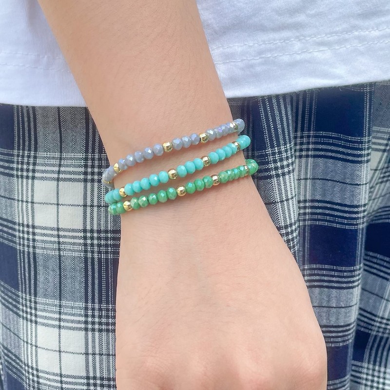 KELITCH Women's Crystal Bead Bracelets Adjustable Beach Bracelets Candy Colours