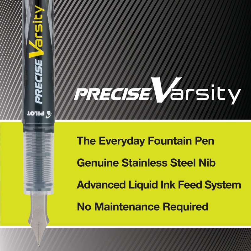 PILOT Precise Varsity Pre-Filled Fountain Pens, Medium Point Stainless Steel