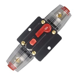 ANJOSHI 50 Amp Resettable Fuse Holder Circuit Breaker, with Manual Reset Waterproof Switch for RV Car Audio Marine Boat Motor Truck Inverter Home Solar System Replace Fuse 20A-150A/12V-42V DC (50A)