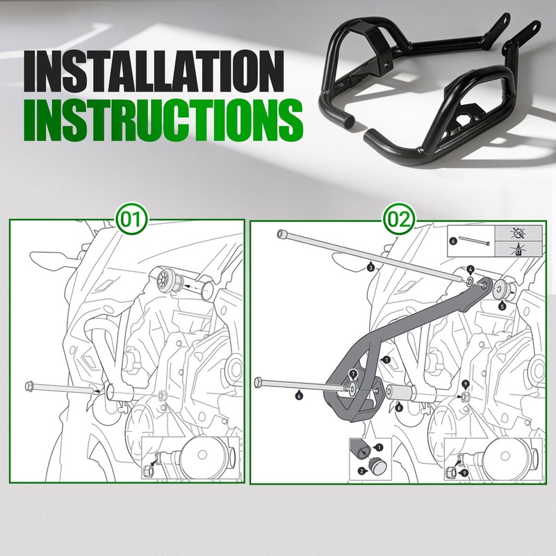 Lorababer Crash Bar Engine Guard for Z650 2017-2025 Black
