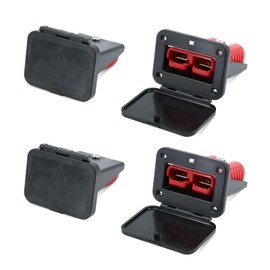 4Pcs 175A for Anderson Connector Mount, 600V Battery Quick Connect Disconnect Connectors with Flush Mount Dust Cover for 1/0 AWG Cable Compatible with Truck, ATV, RV, Winch, Crane, Boat and Trailer