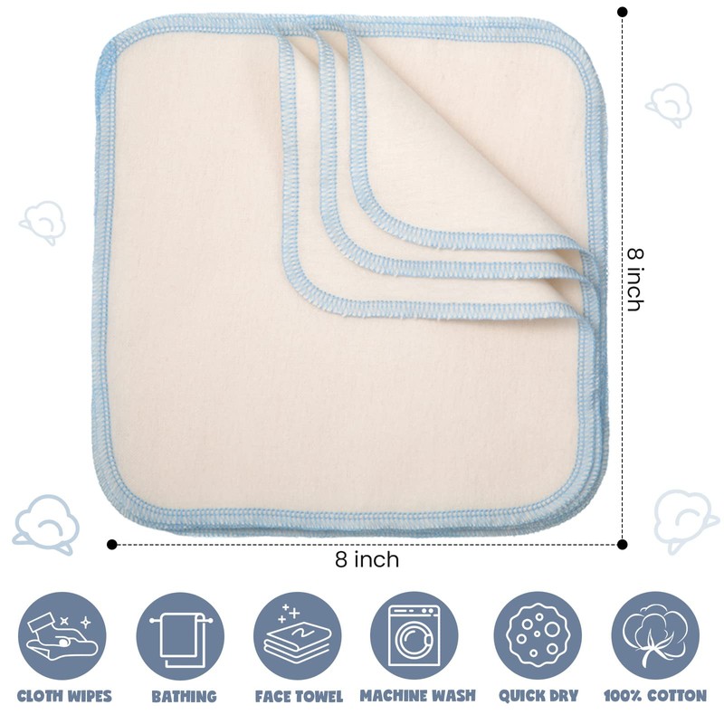 64 Pcs Flannel Cloth Baby Wipes Reusable Baby Diapers Wipes
