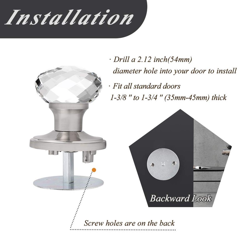 Probrico Diamond Crystal Style Half Dummy Door Knobs 3 Pack