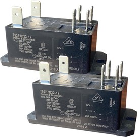 T92P7D22-12 Power Relay (2-Pack), 30A 12VDC DPST-NO 6-Pin, Compatible with TE Connectivity Potter & Brumfield - Replacement for HVAC, AC Condenser, Industrial Control & Water Heater