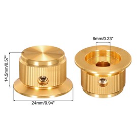 QUARKZMAN Set of 3 Knobs 6 mm Potentiometer Knob Aluminium Alloy Audio Knob with Grub Screw for Electric Guitar Bass, Gold
