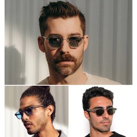 Gtand anteojos de sol unisex clásico retro de estilo redondo tintadas para hombres y mujeres, anteojos de sol circulares de moda 46 mm