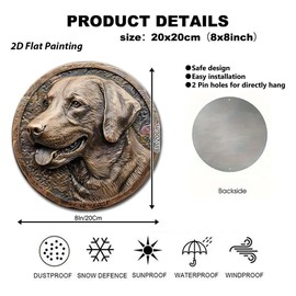 Soulpons Letrero Decorativo de Lata 2D Plano Arte de Pared Vintage Labrador Retriever Letrero de Lata Redondo para Decoración del Hogar Familiar y Playa y Deleite de Entusiastas de Perros 8×8 Pulgadas
