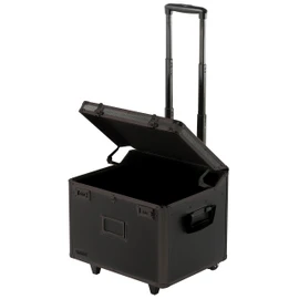 Vaultz Portable File Box with Handle - 15 x 14 x 17 Inch Letter/Legal Size Mobile Lock Box with Wheels for Filing & Storage - Double Combination Locking Cabinet - Tactical Black