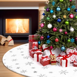 XIMEY Round Christmas Tree Skirt, 120 cm, Beautiful Christmas Tree Skirt, Blanket for Christmas Tree, Soft Christmas Tree Blanket, Tree Blanket, Christmas Tree, Beautiful Blanket for Christmas Tree