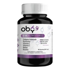 Oby Colageno Hidrolizado con Resveratrol, Biotina, Keratina y Vitamina E y Vitamina C | Suplemento Antioxidante Vitybell para Piel, Cabello y Uñas | 60 Cápsulas Premium | Vitaminas Mujer y Hombre