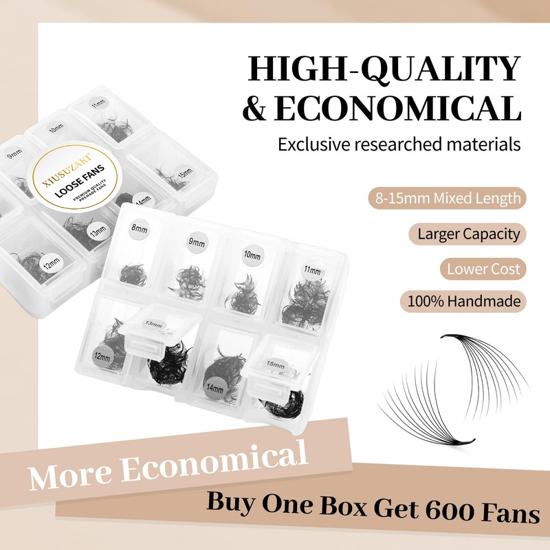 Premade 600 Lash Fans 12D Volume Eyelash Extensions 0.07mm D
